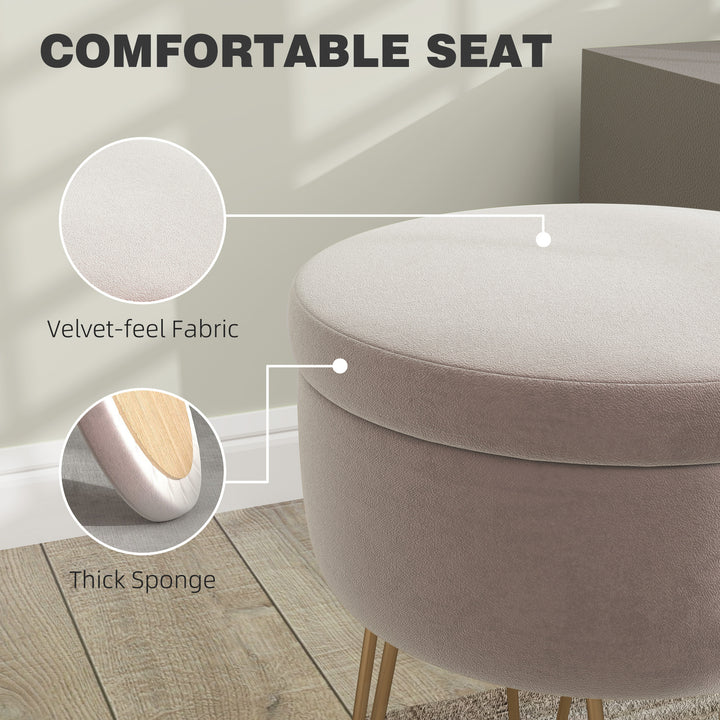 5L Velvet-Feel Storage Ottoman - Light Pink
