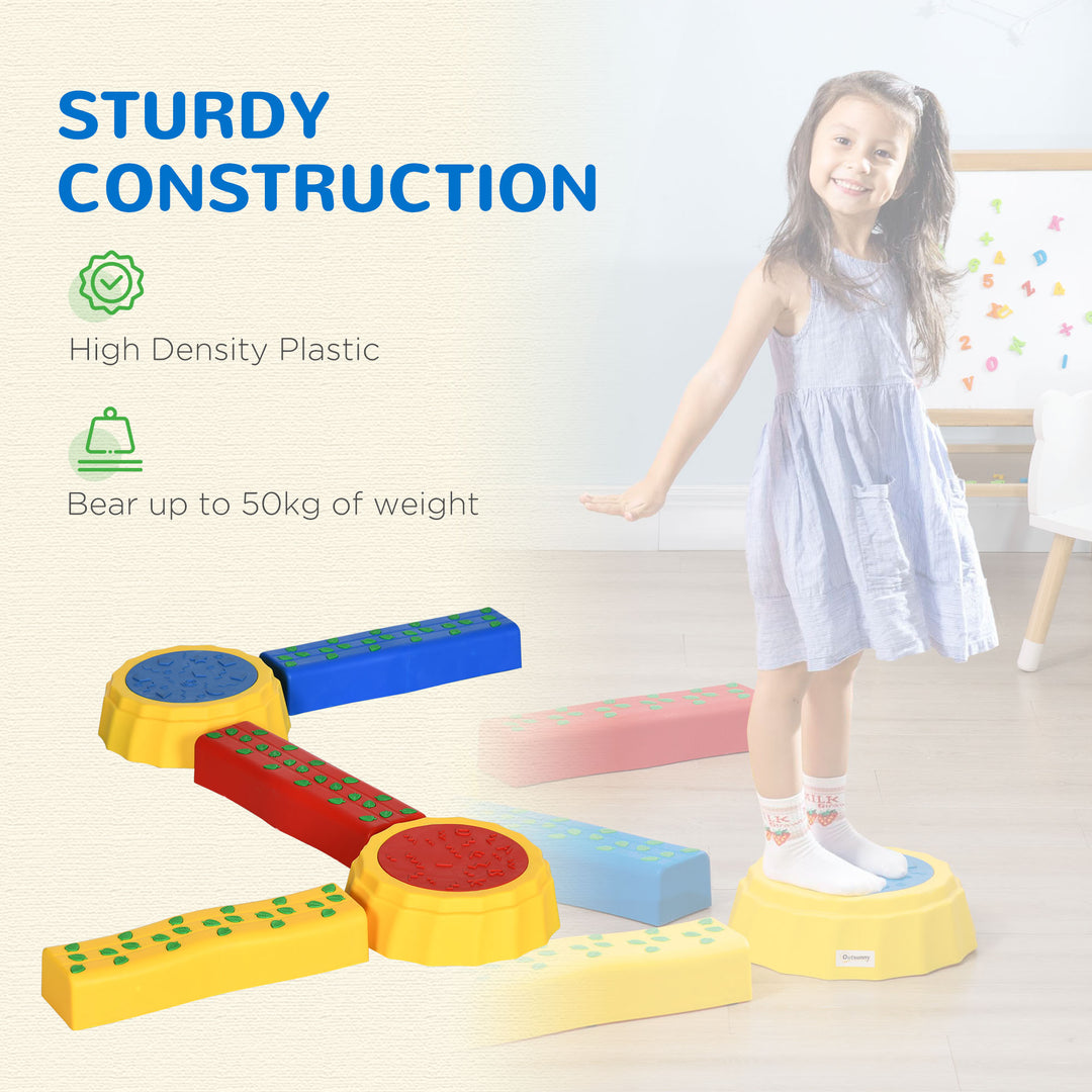 MCL Five-Piece Kids Stepping Stones and Balance Bridge w/ Non-Slip Surface & Bottom. for Toddlers - Multicoloured