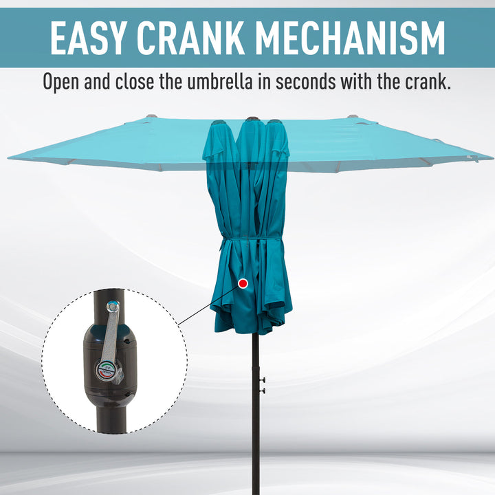 4.6m Double Garden Parasol - Sky Blue