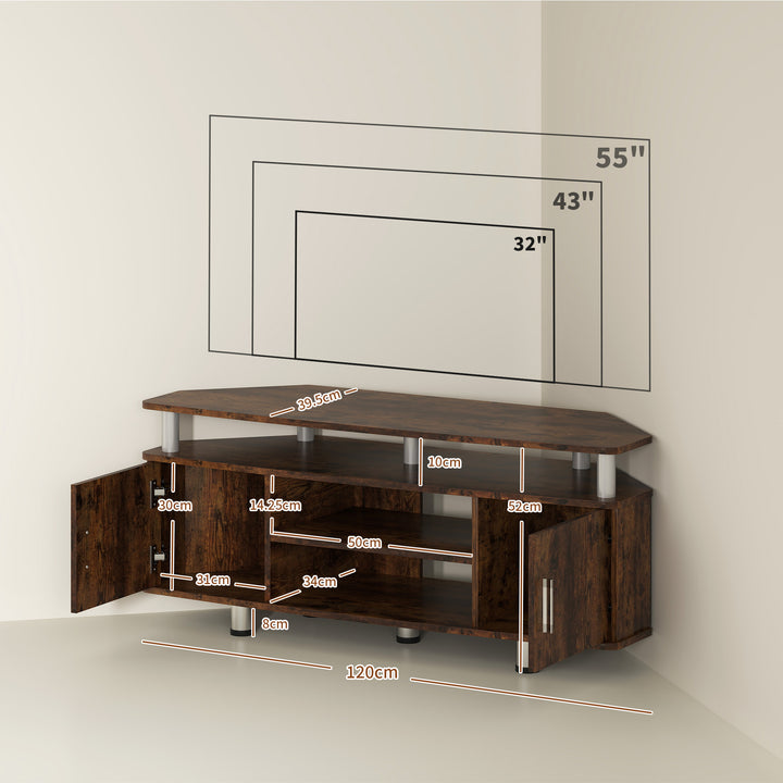 TV Unit Cabinet for TVs up to 55 Inches with Storage Shelves and Cupboard, Entertainment Centre for Living Room, Rustic Brown
