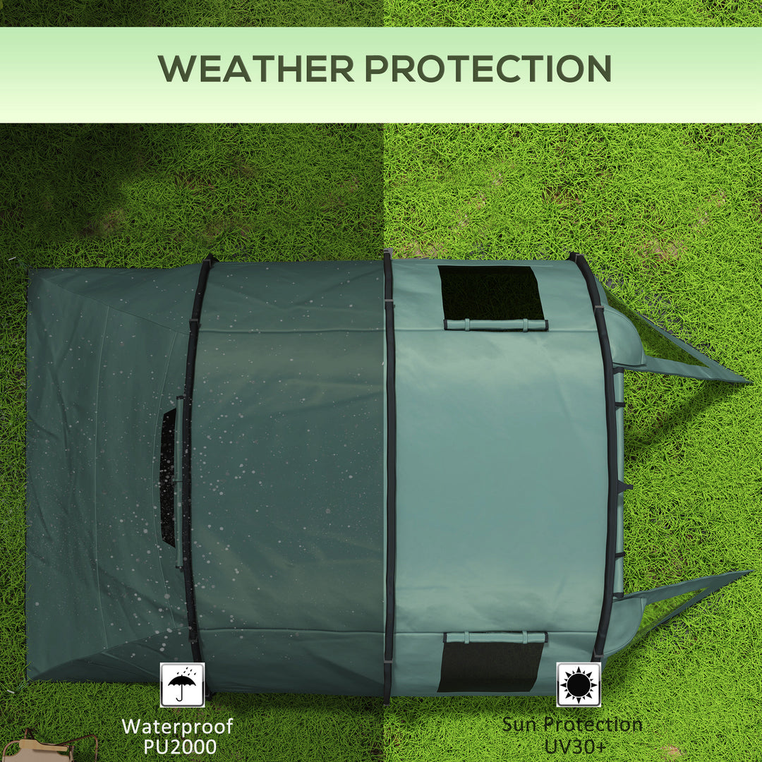 Two Room Tunnel Tent Camping Tent for 3-4 Man with Windows, Covers, Carry Bag, for Fishing, Hiking, Sports, Green