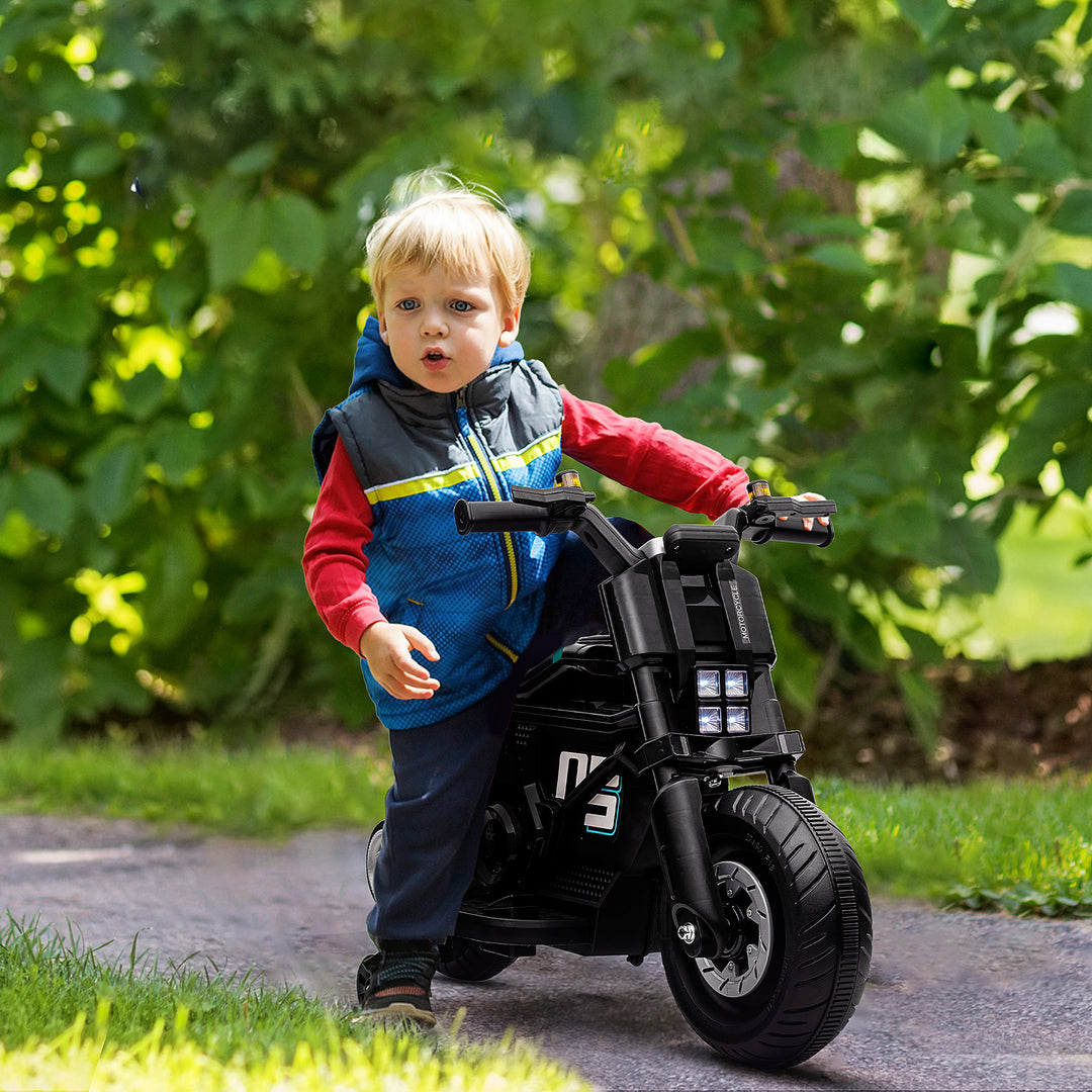 HOMCOM Kids Electric Motorbike with Siren, Horn, Headlights, Music, Training Wheels, for Ages 3-5 Years - Black