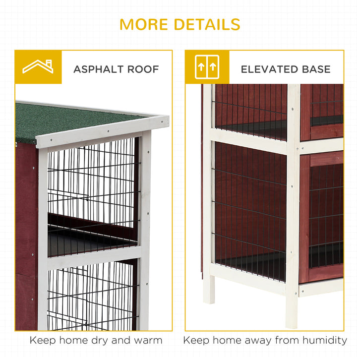 MCL Rabbit Hutch Outdoor 2-Tier Guinea Pig Cage Bunny House Cage with No-Leak Trays for Indoor and Outdoor 136 x 50 x 93cm