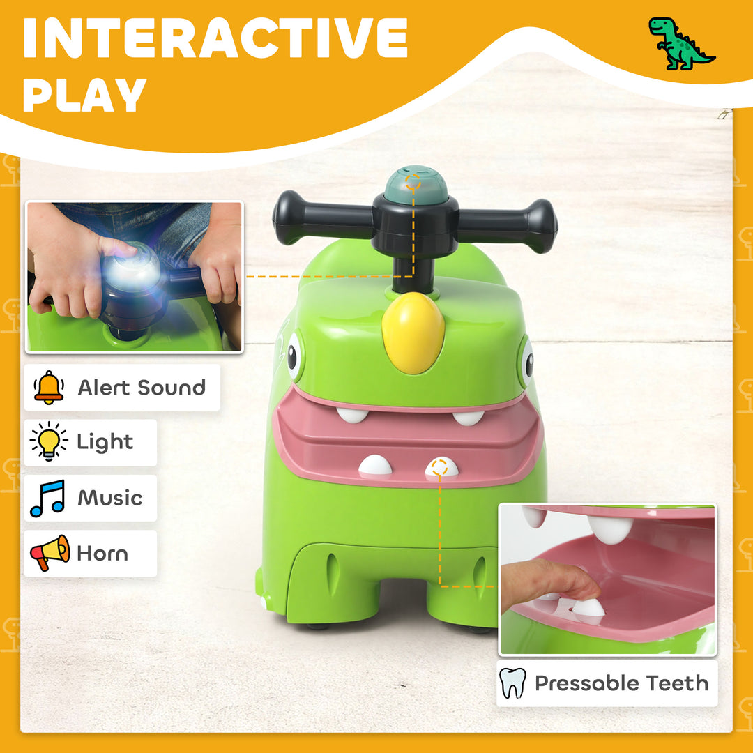 Kids Ride On Car, Dinosaur Foot to Floor Slider with Storage, Toddler Walker with Light, Sounds