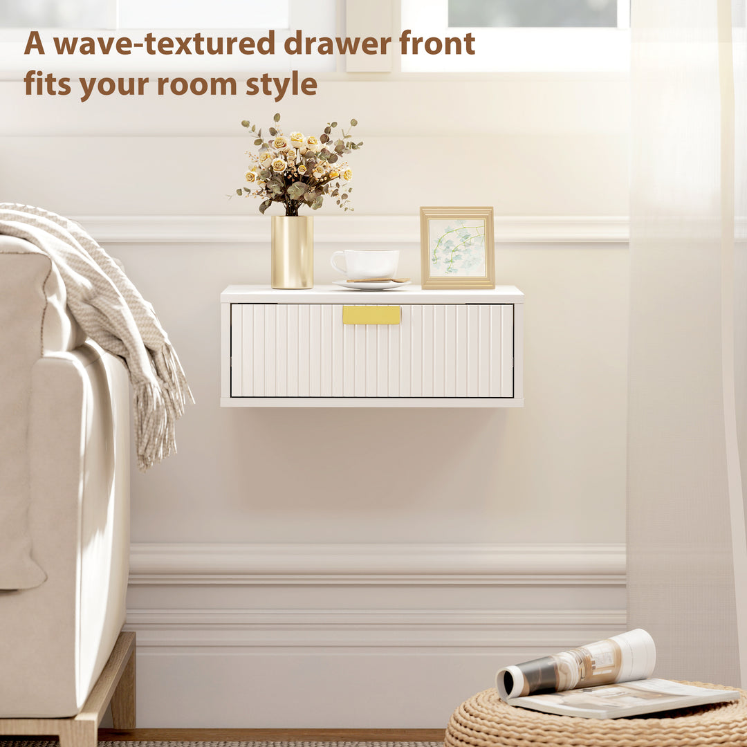 Modern Floating Nightstands Set of 2, Wall Mounted Bedside Tables with