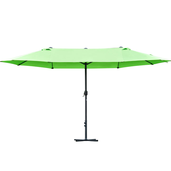 4.6M Sun Umbrella Canopy Double-sided Crank Sun Shade w/ Cross Base Green