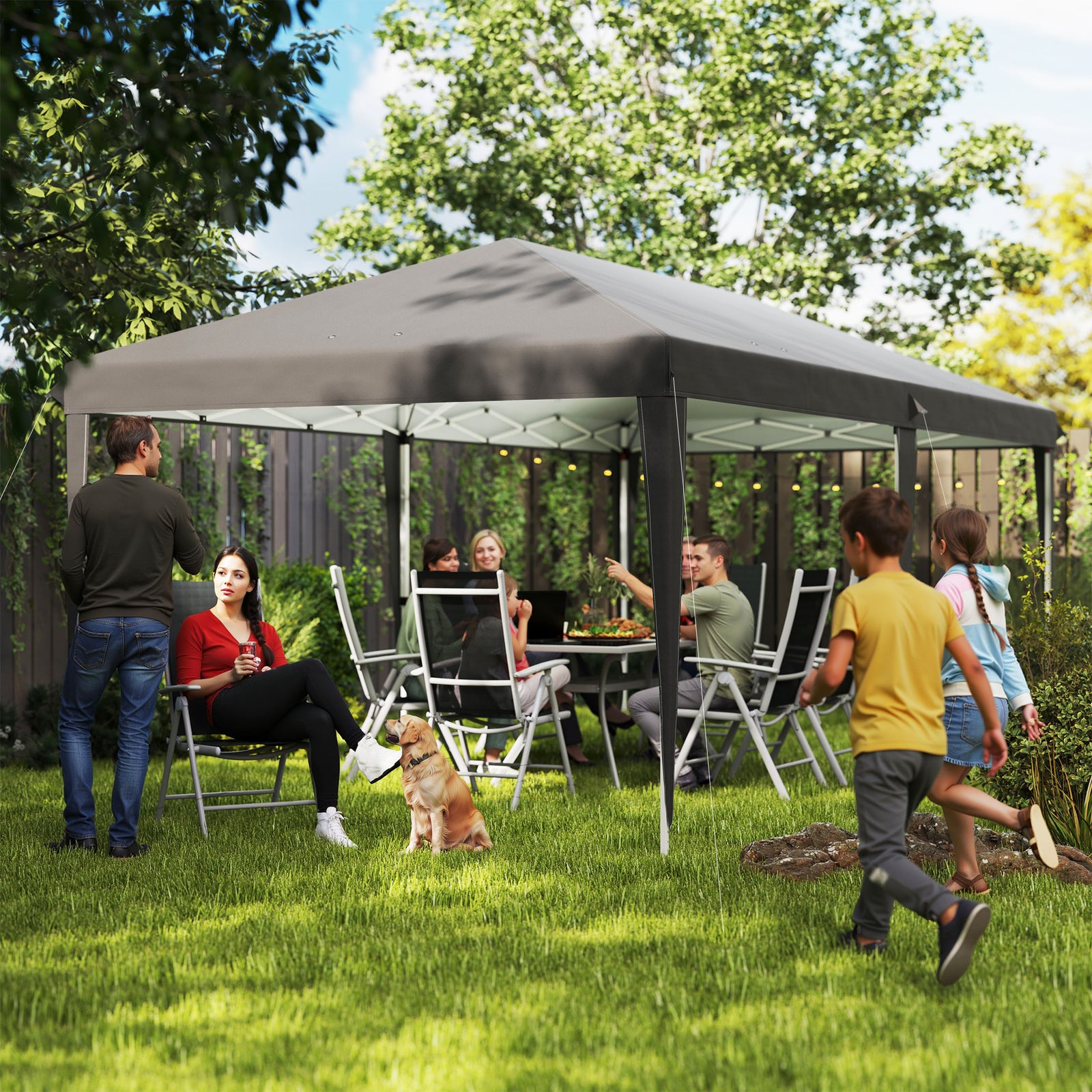 6 x 3 m Pop-Up Steel Frame Gazebo Grey