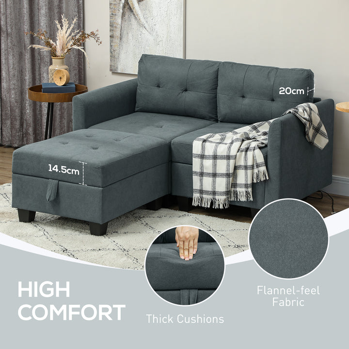 L' Shape Modular Storage Sofa - Dark Grey