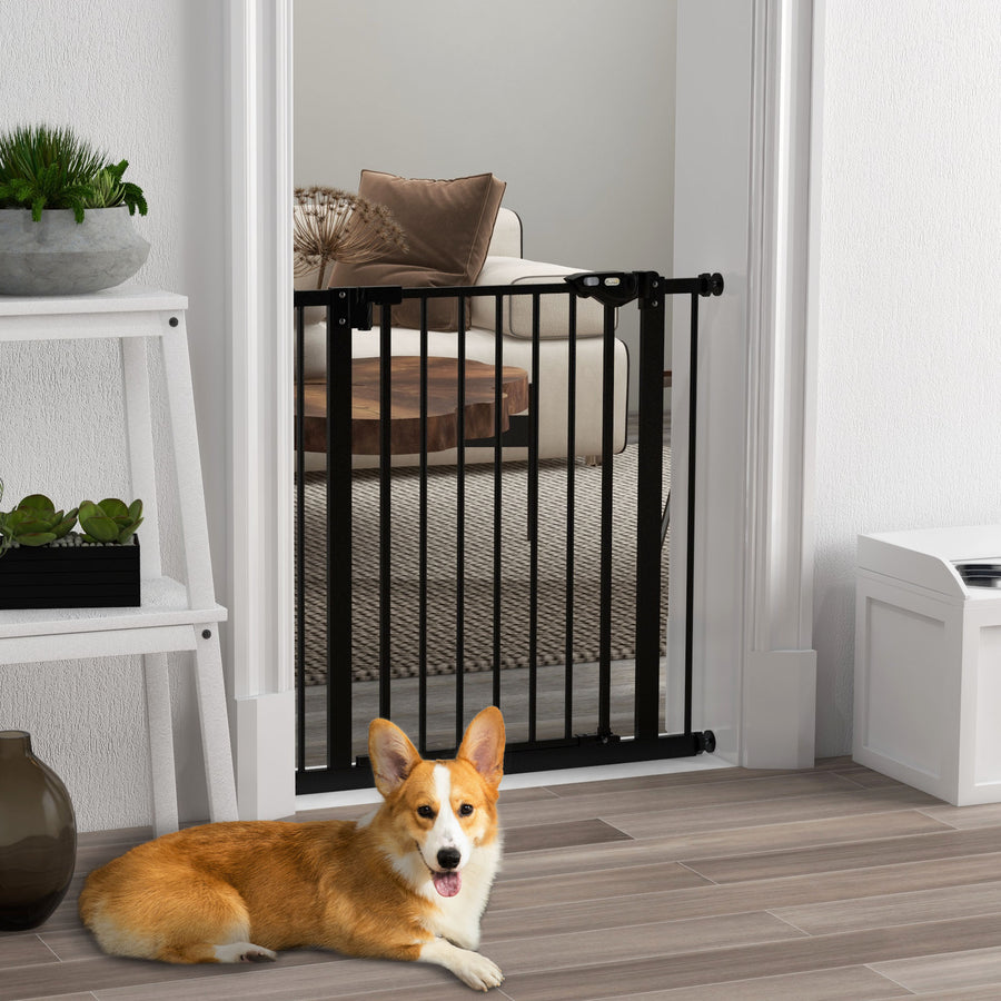 Adjustable Safety Gate w/ One Extensions, Four Adjustable Screws, Black