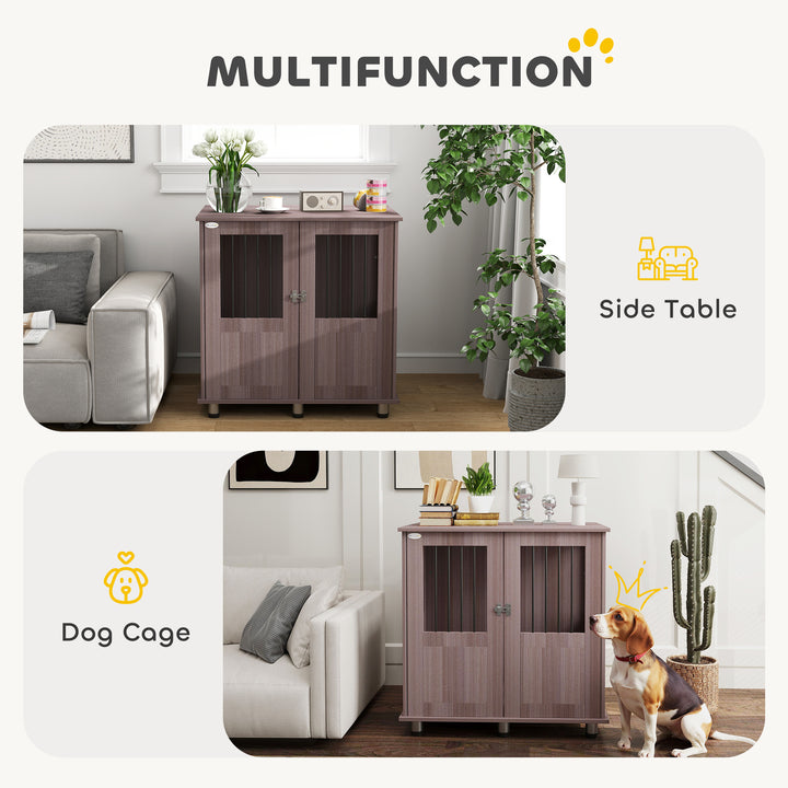 Dog Crate Table for Medium and Large Dogs with Magnetic Door for Indoor Use, 85 x 55 x 75 cm, Purple