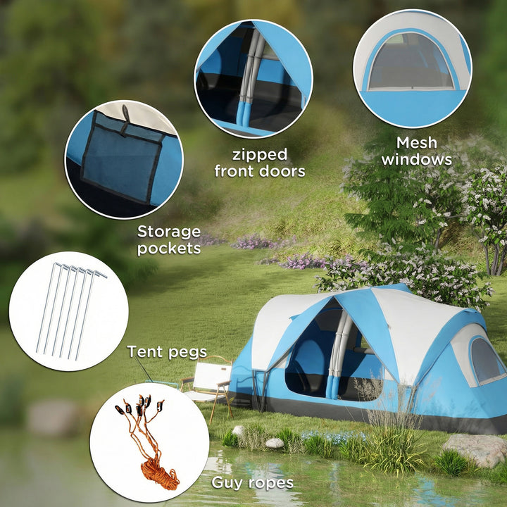 Camping Tent for 6 Man with 2000mm Water Resistant Rainfly and Carry B