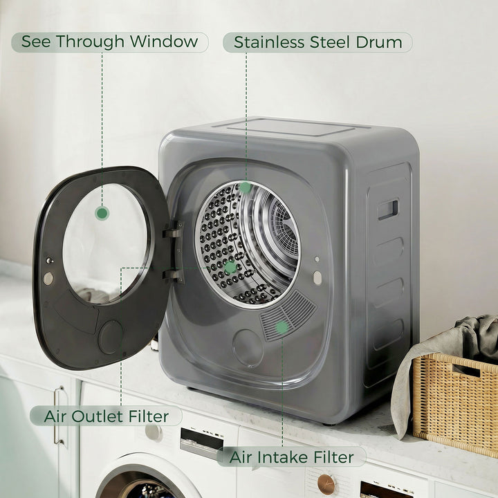 4kg Vented Tumble Dryer with 5 Drying Mode, 800W Compact Freestanding 