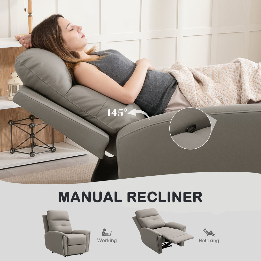 Recliner Armchair, Manual Reclining Chair with Adjustable Leg Rest and Reclining Functions, Modern Microfibre Overstuffed Lounge Seating for Living Room, Bedroom, Grey
