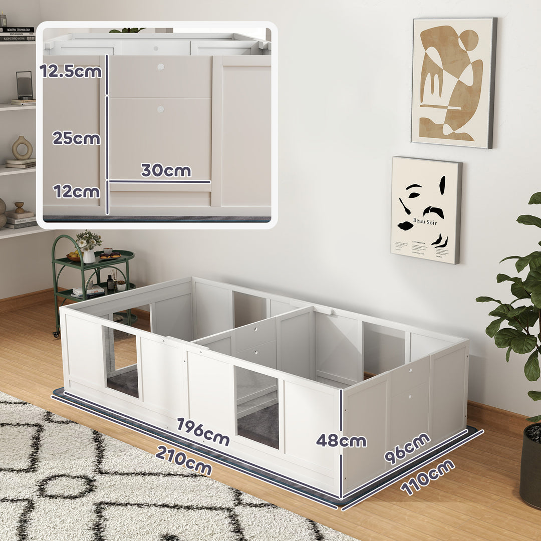 Two Room Design, Whelping Box for Dogs with Whelping Pad, Clear Panels, Adjustable Entrance, for Medium Dogs, 196 x 96cm
