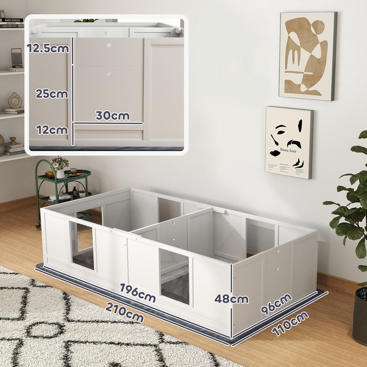 Two Room Design, Whelping Box for Dogs with Whelping Pad, Clear Panels, Adjustable Entrance, for Medium Dogs, 196 x 96cm