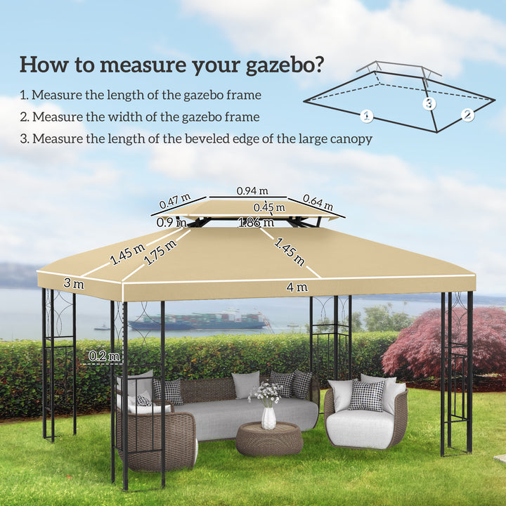 MCL Gazebo Roof Replacement, for 3 x 4m Frames - Cream