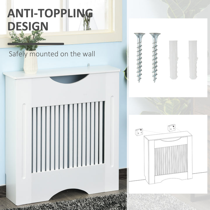 Painted MDF Radiator Cover Heater Cabinet Modern Slatted Home Furniture Living Room Bedroom Worktop White 82H x 78W x 19D