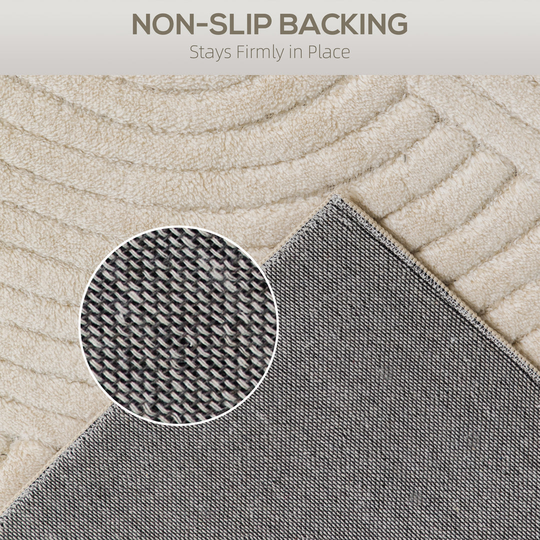 Modern Geometric Rug, Thick Plush, Non-Slip, 160 x 120 cm, Cream, Livi