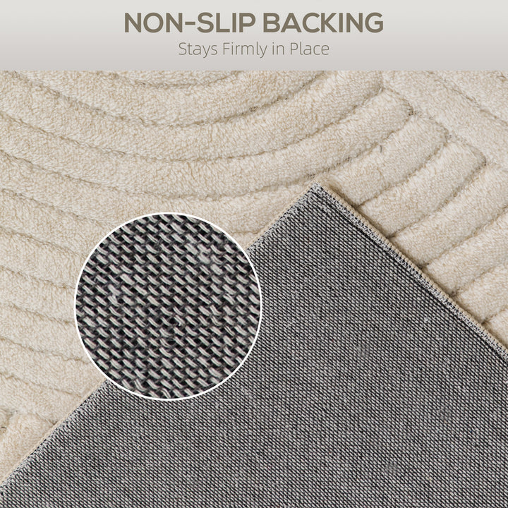 Modern Geometric Rug, Thick Plush, Non-Slip, 160 x 120 cm, Cream, Livi