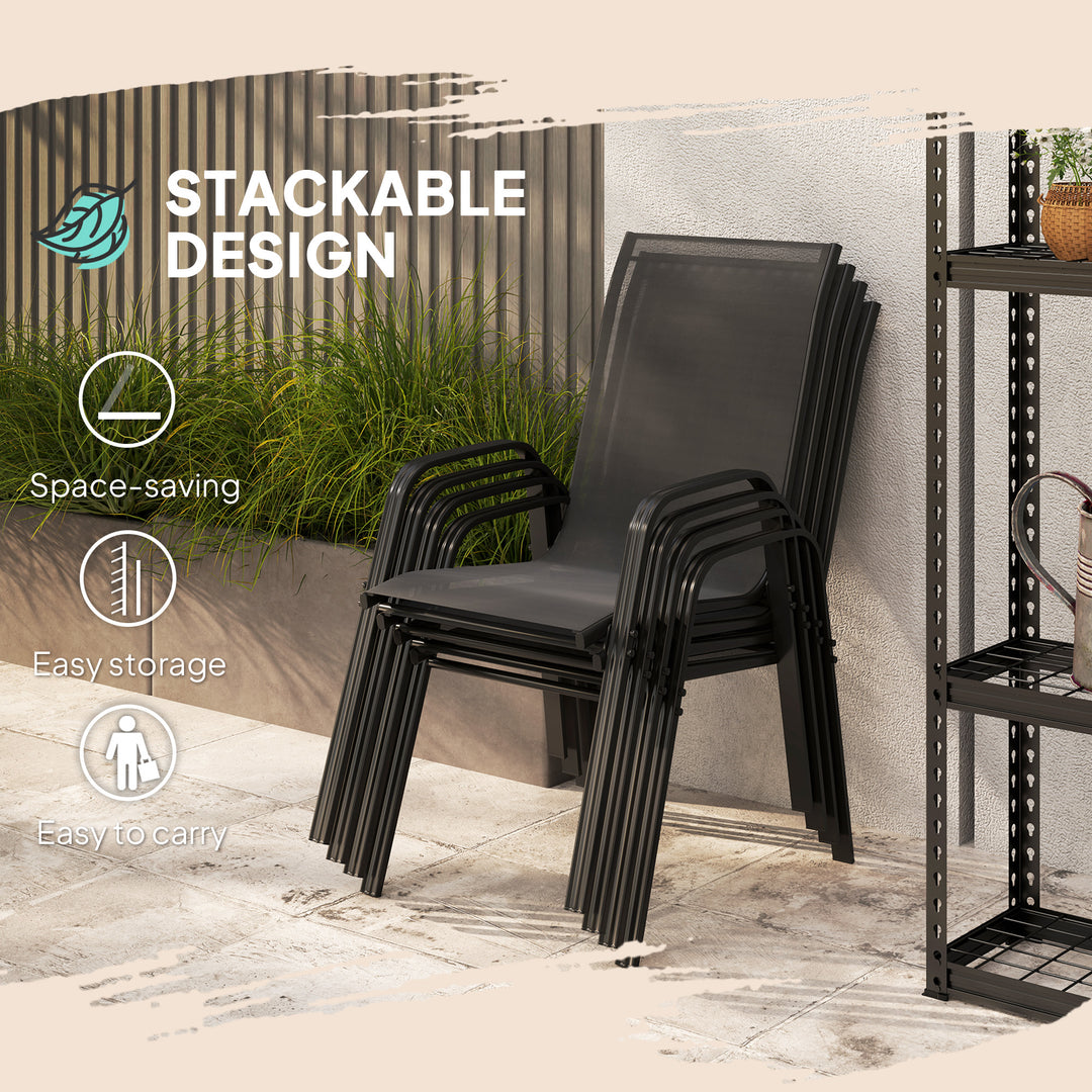 Set of Four Stackable Mesh Seat Chairs - Black