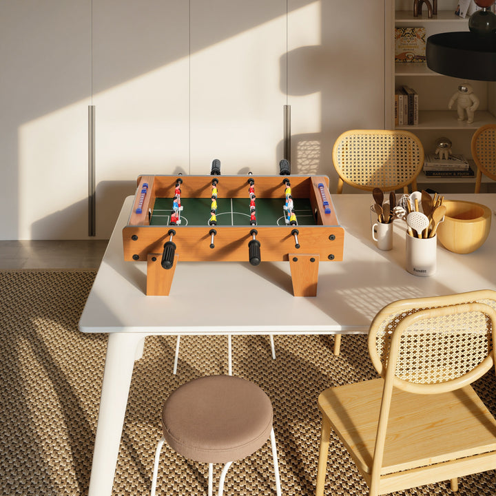 MCL 20 in Table-top Football Table with Stainless Steel Rods, Compact Foosball Table for Kids and Adults, All-Inclusive Foosball Game Set for Indoor, Nature Wood Finish