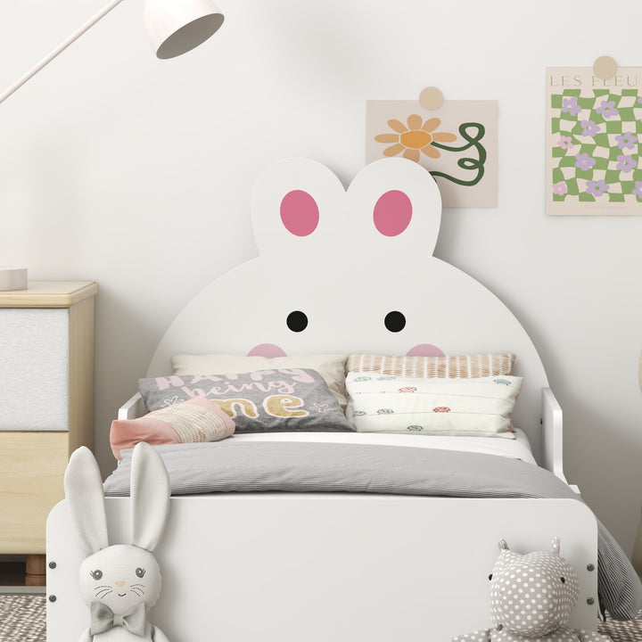 ZONEKIZ Kids Bedroom Furniture Set, Wooden with Dressing Table, Stool, Bed, Bunny-Design, for 3-6 Years | Aosom UK