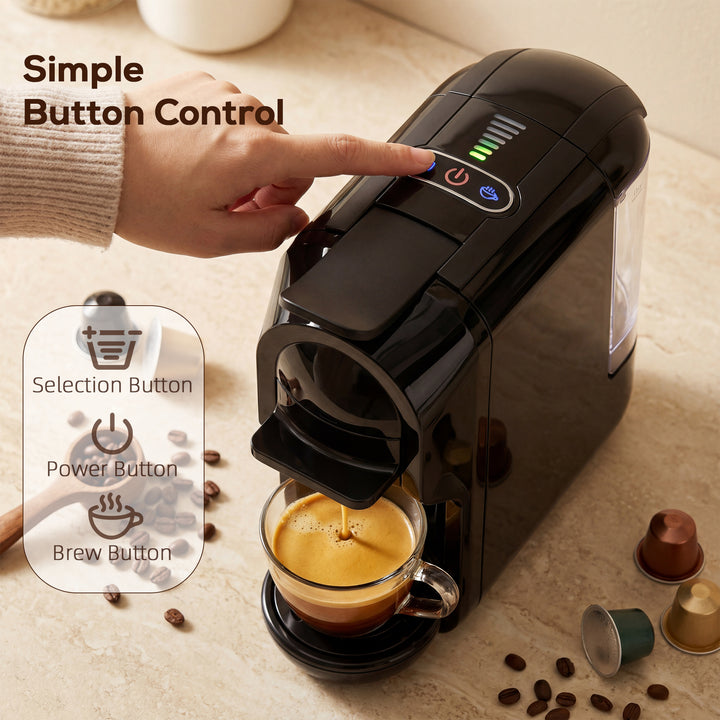 Pod Coffee Machine for Nespresso, Dolce Gusto Capsule &amp; Ground Coffee,