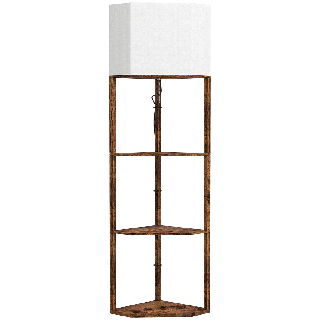 MCL Corner Floor Light, with Shelves - Wood-Effect