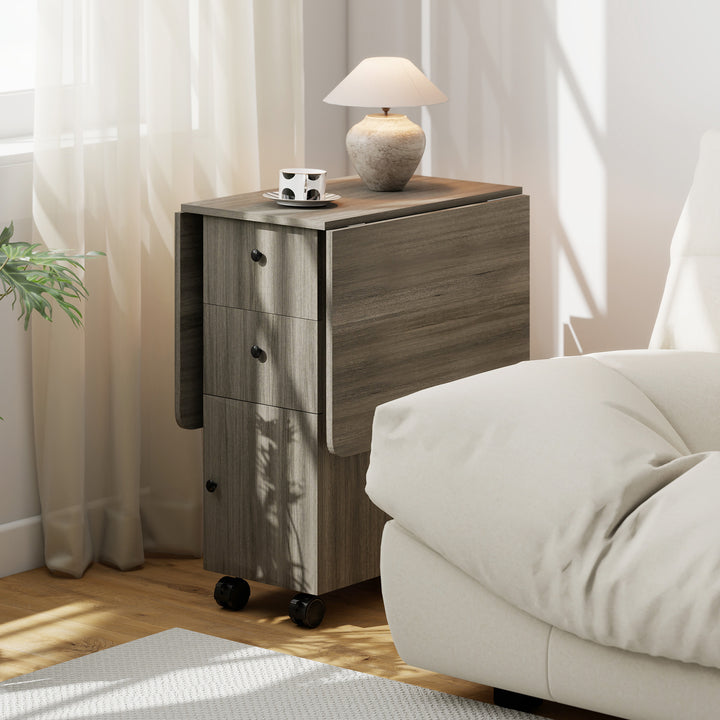 MCL Multi-Storage Six-Person Drop Leaf Dining Table - Grey