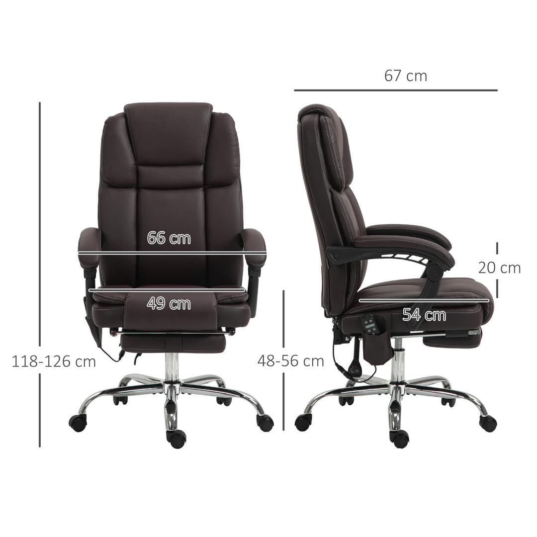 Six Point Vibrating Massage Office Chair - Dark Brown
