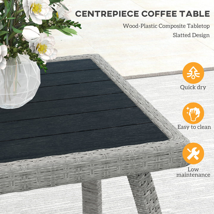 Four-Piece Rattan Cut-Out Sofa Set - Grey