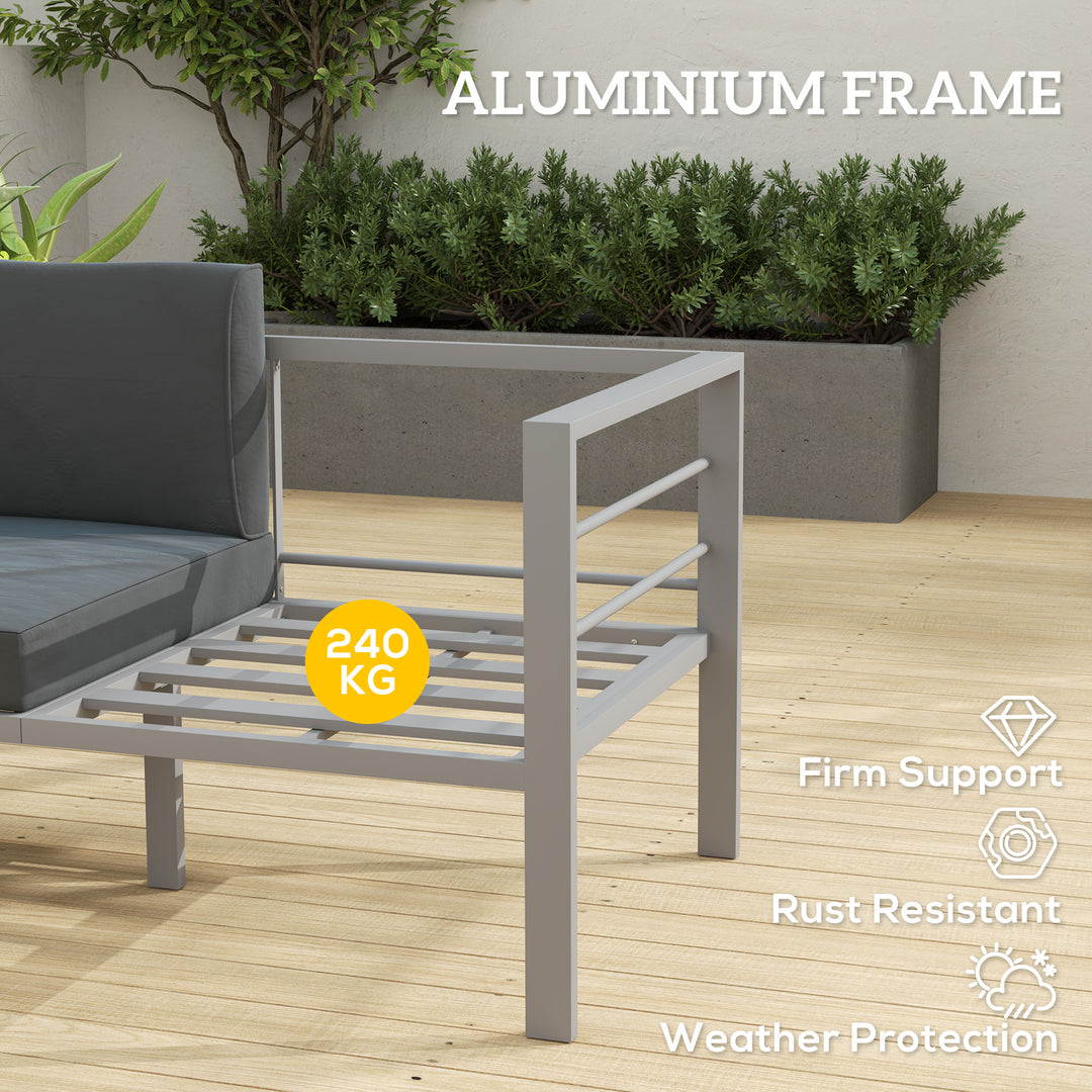 Two-Seater Aluminium Garden Sofa - Grey