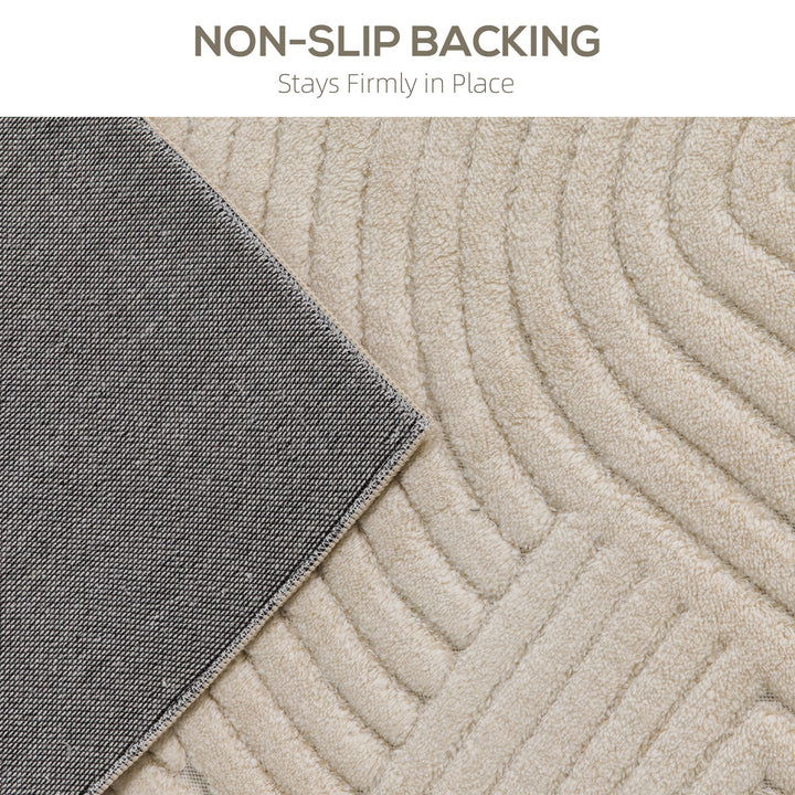 Modern Geometric Rug, Thick &amp; Plush, Non-Slip, 230 x 160 cm, Cream, Li