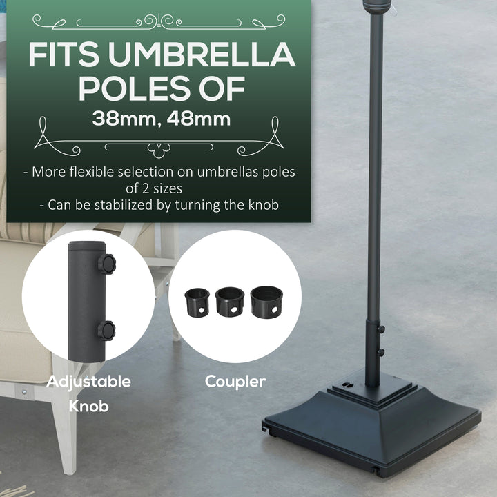 60kg Water/Sand Fillable Parasol Base, with Wheels - Black