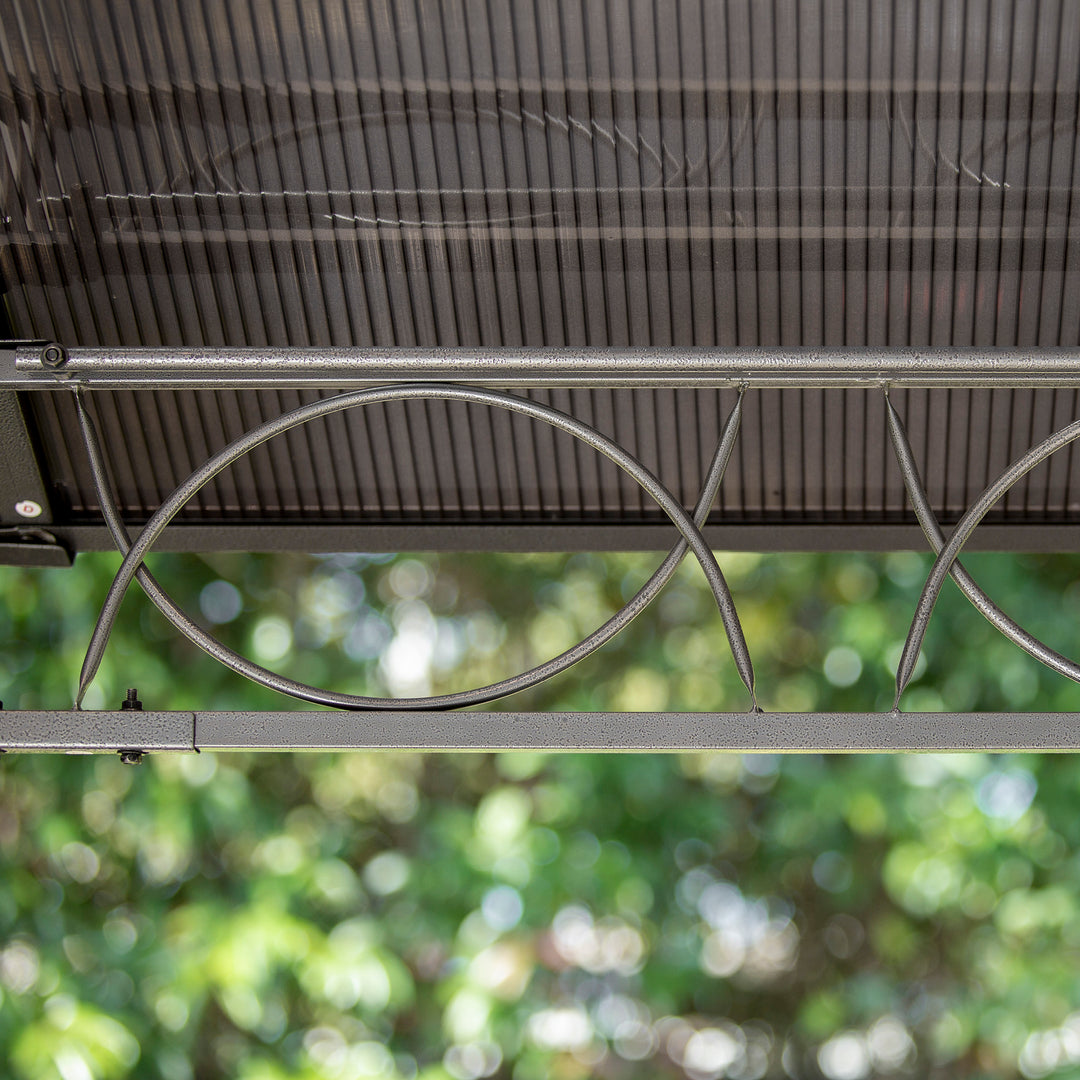 MCL 3 x 3.6m Hardtop Gazebo Canopy with Polycarbonate Roof, Permanent Pavilion Garden Gazebo with Curtains for Patio, Deck, Grey