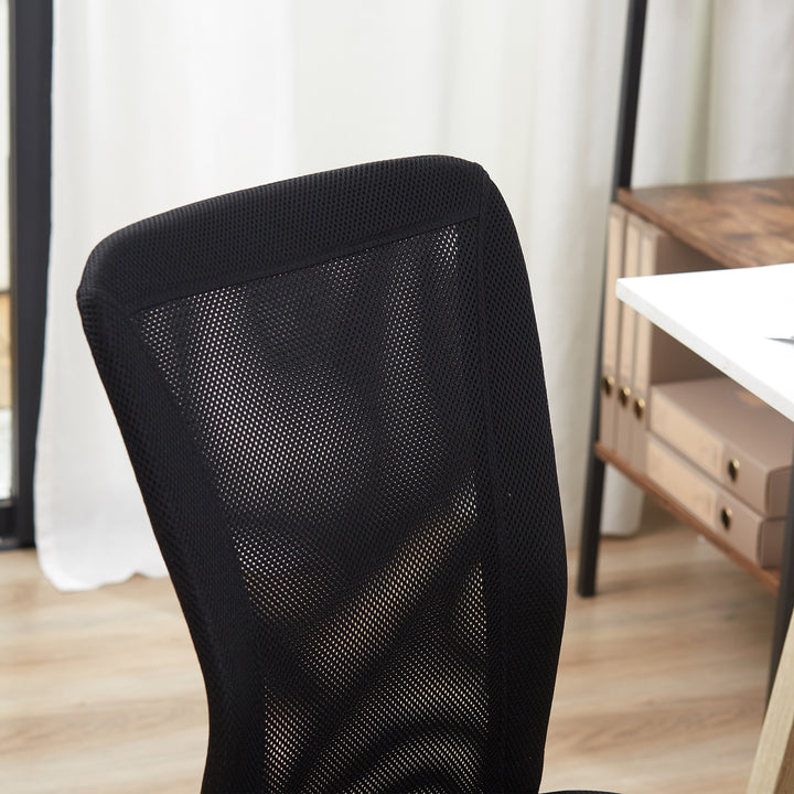 Office Chair, Armless Desk Chair, Adjustable Computer Swivel Chair with Rolling Wheels and Mesh Back for Home Work Study, Black