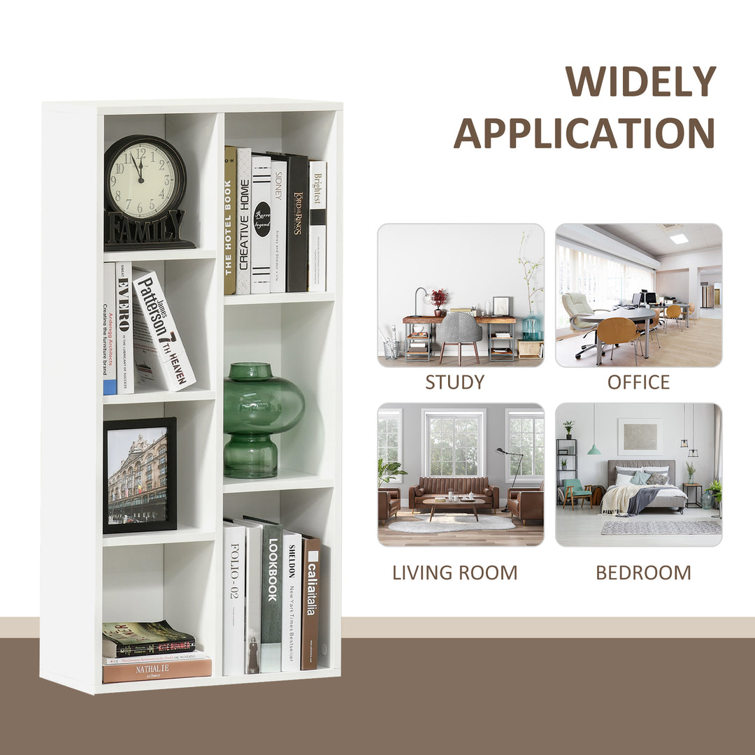 HOMCOM Seven-Cube Bookcase - White Wood Effect