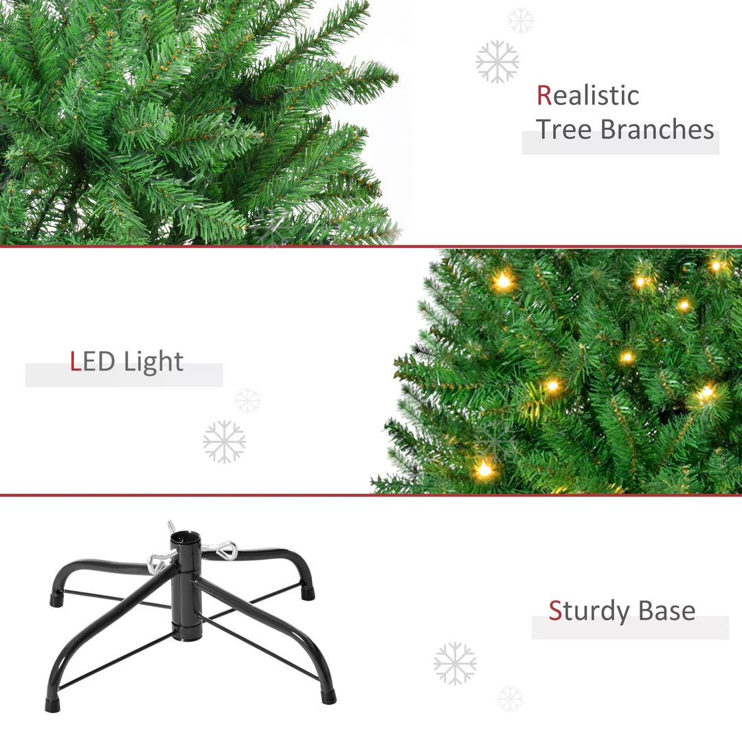 HOMCOM 5ft Prelit Christmas Tree Artificial Tree Warm White LED Light Holiday Home Xmas Decoration, Green | Aosom UK