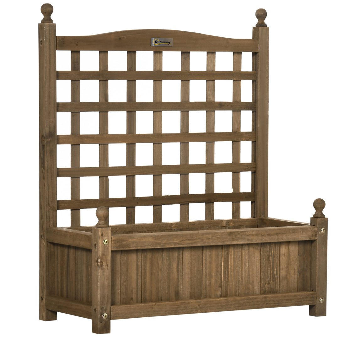 Garden Planters with Trellis for Climbing Vines, Wood Raised Beds for Garden, Flower Pot, Indoor Outdoor, Brown