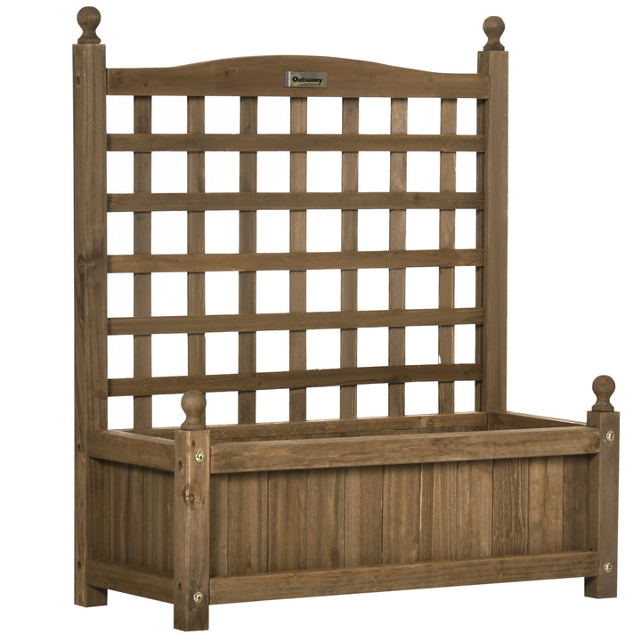 Garden Planters with Trellis for Climbing Vines, Wood Raised Beds for Garden, Flower Pot, Indoor Outdoor, Brown
