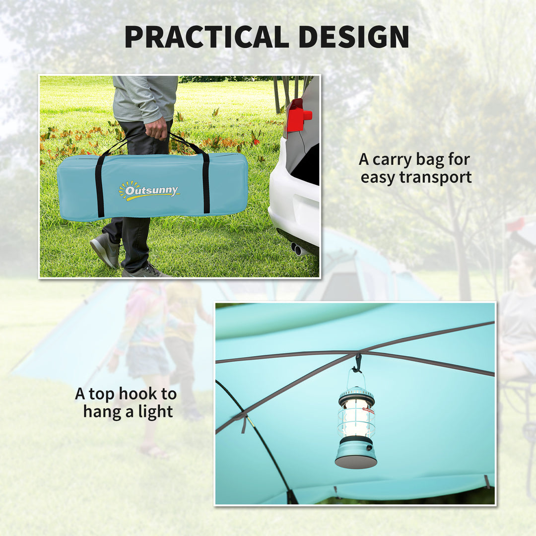 4-6 Man Family Camping Tent w/ 2 Bedrooms and a Living Room, Waterproof Tunnel Tent w/ Sewn In Groundsheet, Doors, Windows, Carry Bag, Blue