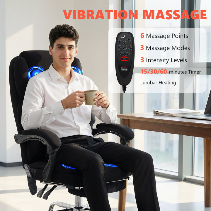 Office Chair with 6-point Vibration Massage and Heat, Fabric Desk Chai