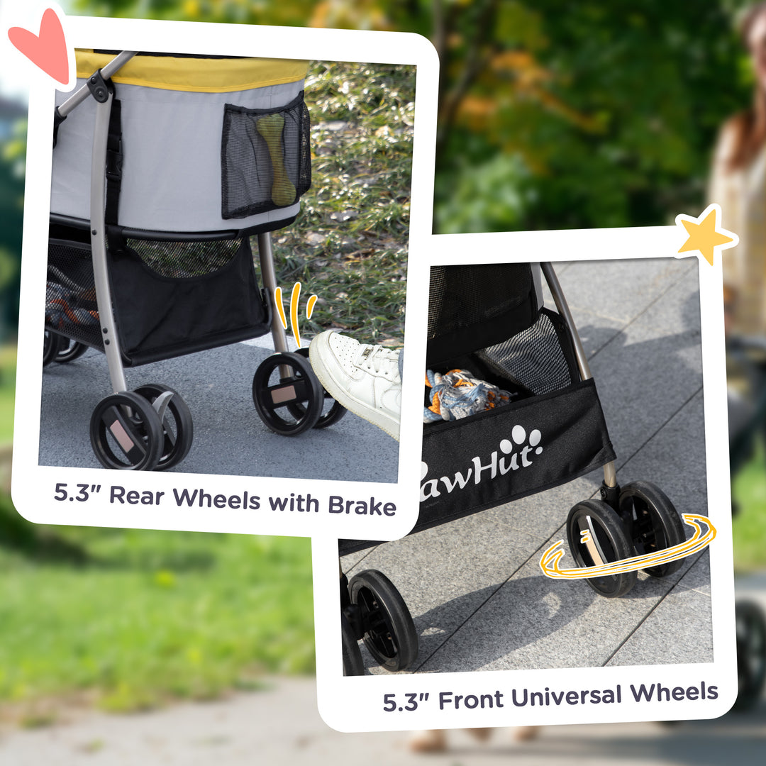 3 In 1 Detachable Pet Stroller, for Extra Small and Small Dogs - Yellow