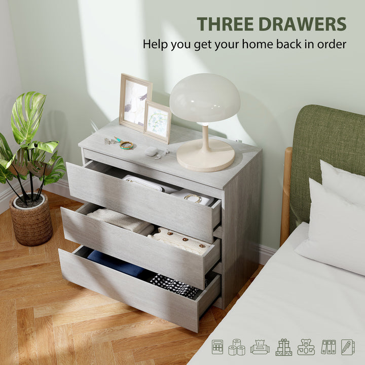 Chest of Three Drawers - Grey Wood Effect