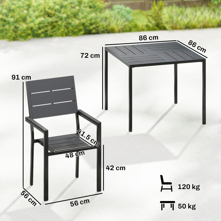 5 Pieces Garden Dining Set, Garden Table and Chairs Set for 4 with Squ