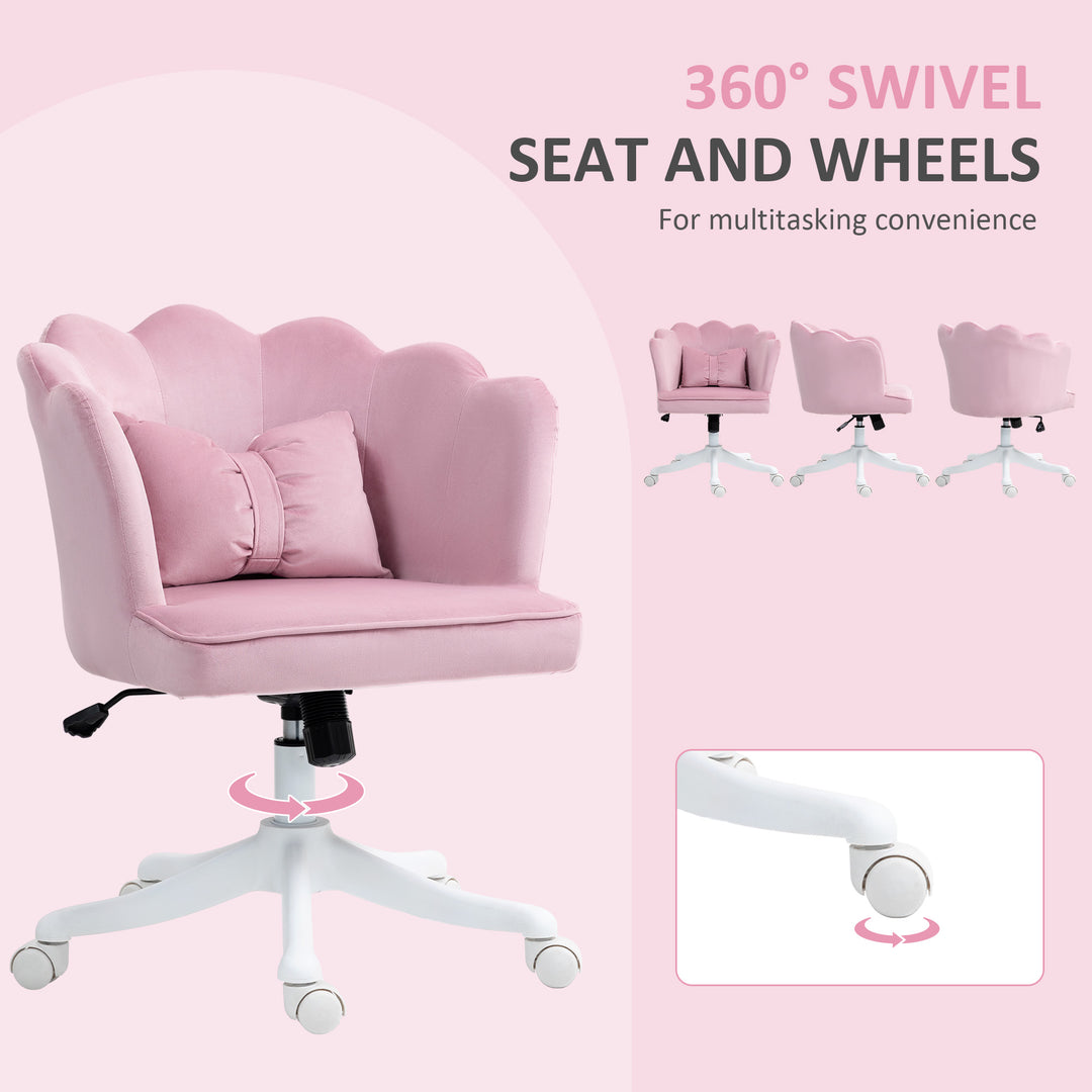 Velvet-Feel Petal Back Office Chair - Pink