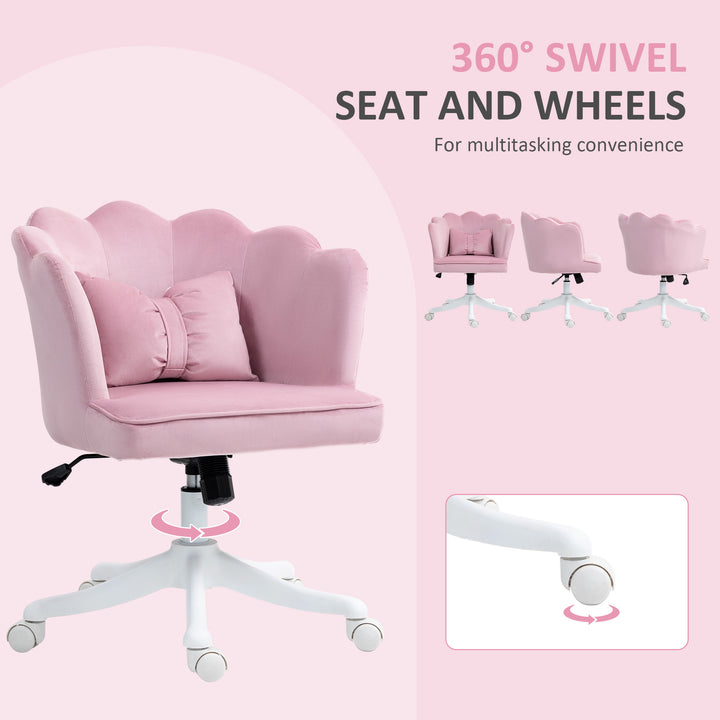 Velvet-Feel Petal Back Office Chair - Pink
