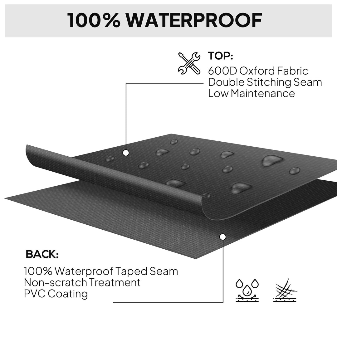 600D Oxford Outdoor Garden Furniture Sofa Set Cover, Waterproof Anti-UV Rattan Sun Lounger Protection Protector Cover, 275L x 205W x 90Hcm, Black