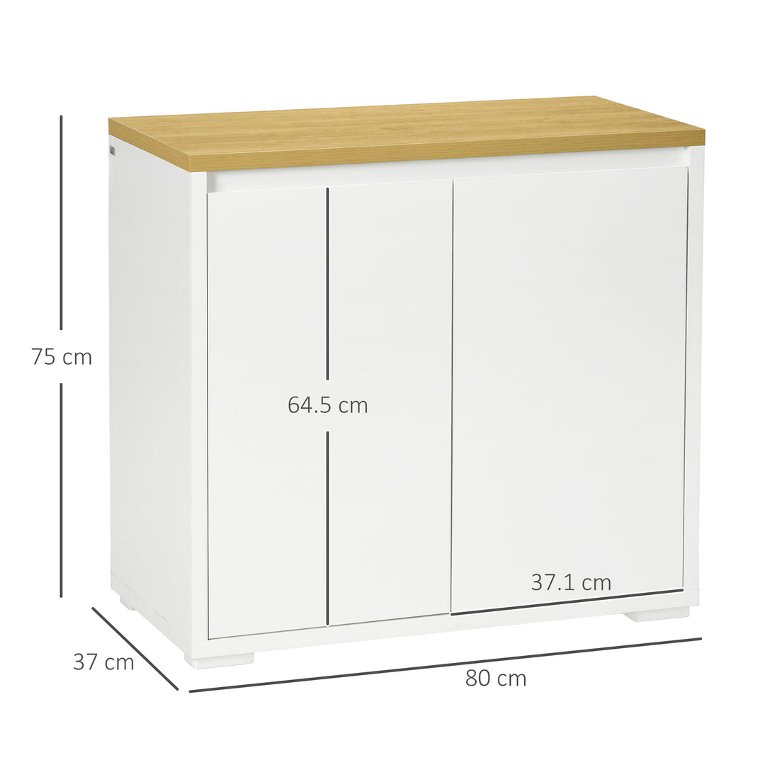 HOMCOM Stylish Storage: Kitchen Sideboard Cabinet with Double Doors & Adjustable Shelf, White Entryway Elegance | Aosom UK