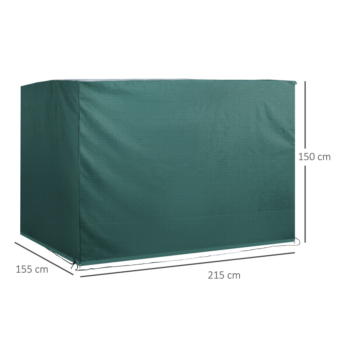 Patio 3 Seater Swing Chair Bench Cover Outdoor Garden Furniture Rain Protection Cover Protector Waterproof Anti-UV, 215L x 155W x 150Hcm, Dark Green